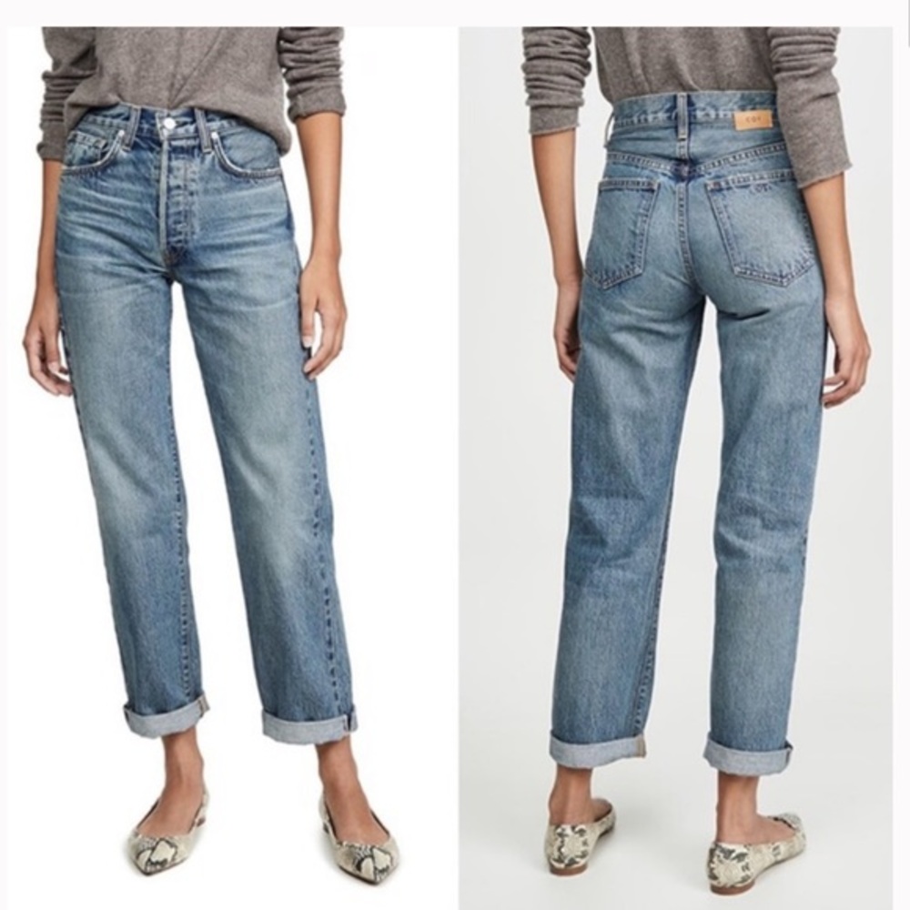 CQY Vinyl Vintage Relaxed Jeans High Rise Boyfriend Size 26